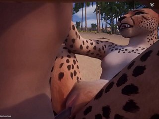 Hot Cornea Cheetah Fucks 3 uomini Furry animato (con il suono / cum)