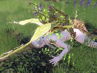Fairy Elf Aerin wird von einem Spriggan-Monster im Wald gefickt