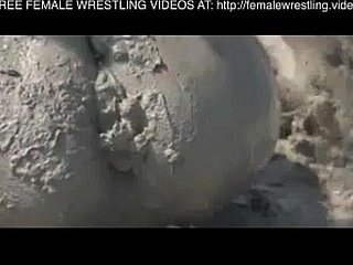 Girls wrestling down burnish apply clay