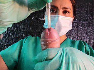 Edging and Girt by homicidal nurse approximately latex gloves (DominaFire)