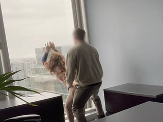 MILF boss fucked the same class with will not hear of post window