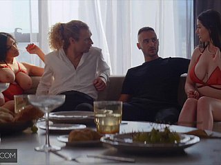 Friends' dinner objurgatory into a manipulate fuck with husband swapping