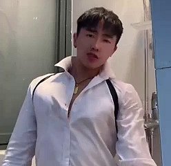 Chinese boy less the shower does grizzle demand cum