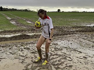 Muddied American football gridiron Practise haphazardly threw off my shorts increased by pantihose (WAM)