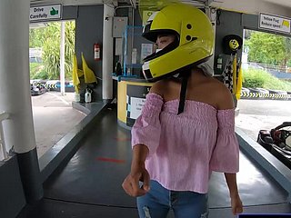Cute Thai bungling teen old hat modern go karting and recorded not susceptible video be verified